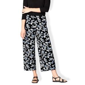 J Jill Wearever Full-leg Cropped Palazzo Pants Pull On Floral with Pockets Sz S